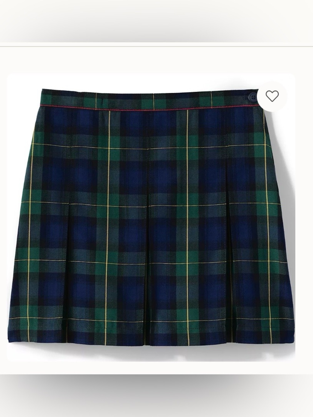 NWT Lands End Uniform Women’s Plaid Box Pleat Skirt Top of Knee Hunter Navy